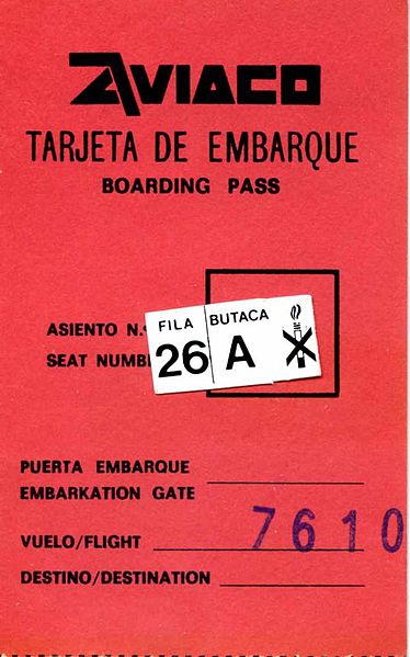 Aviaco Boarding Pass